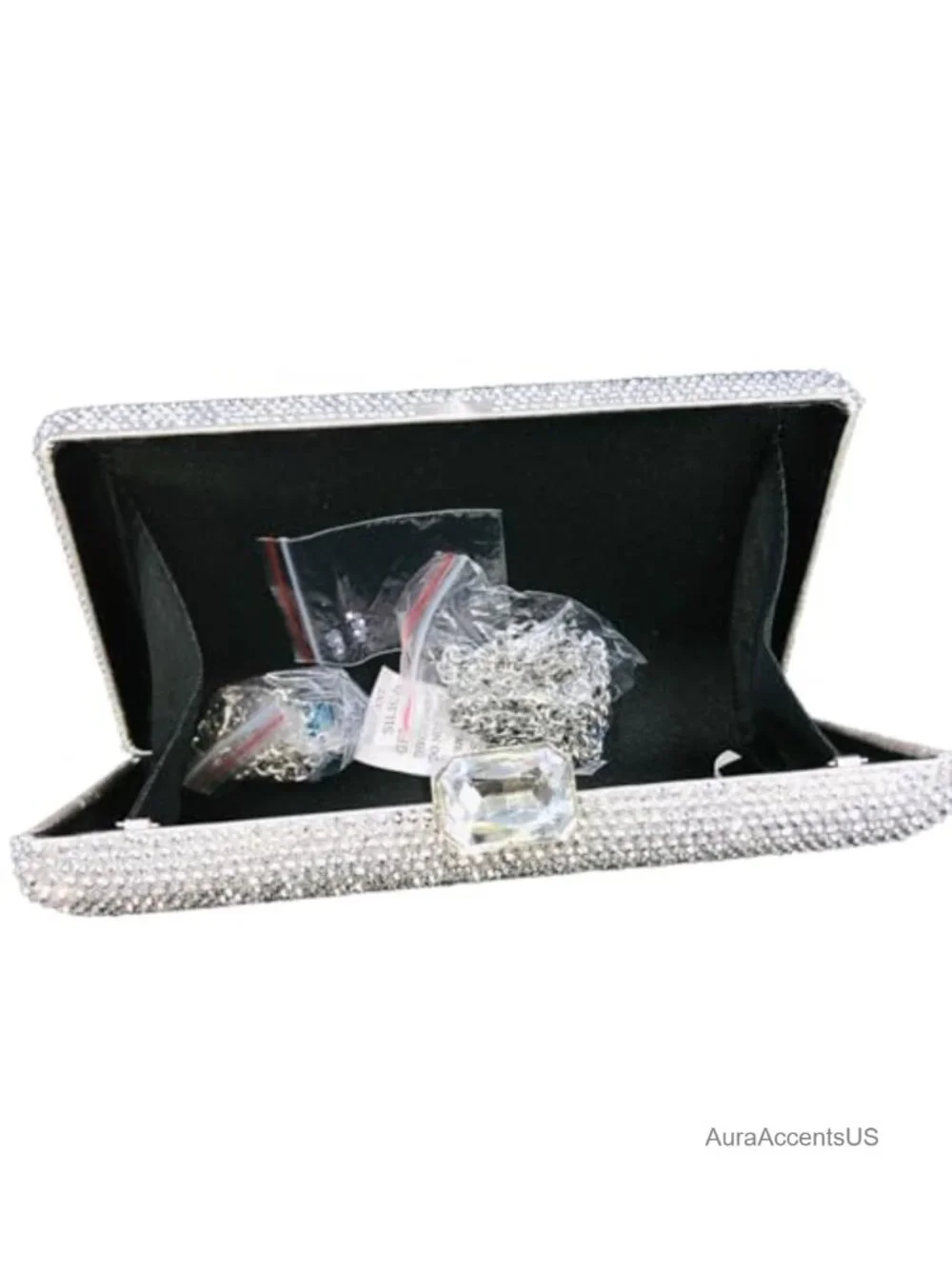 Crystal Evening Bag Clutch Box Purse with Rhinestones Formal Party Wedding